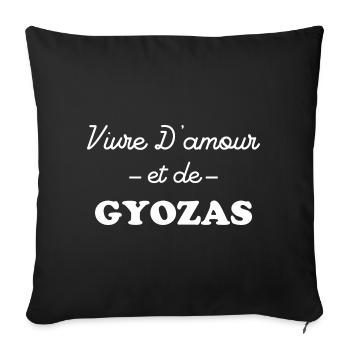 Vivre d'amour et Gyozas - Housse de coussin décorative 45 x 45 cm - noir - Devant
