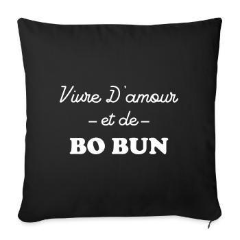 Vivre d'amour et bo bun - Housse de coussin décorative 45 x 45 cm - noir - Devant