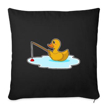Duck Angler Fishing Rod Fishing - Sofa pillowcase 17,3'' x 17,3'' (45 x 45 cm) - black - Front