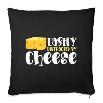 Fromage Foodie Fromagerie Laiterie - Housse de coussin décorative 45 x 45 cm - noir - Devant