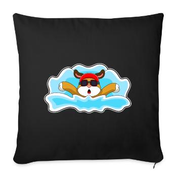 Dog Swimming Swimming Goggles Summer - Sofa pillowcase 17,3'' x 17,3'' (45 x 45 cm) - black - Front