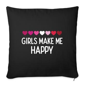 Pride Month LGBTQ - Girls Make Me Happy - Sofa pillowcase 17,3'' x 17,3'' (45 x 45 cm) - black - Front