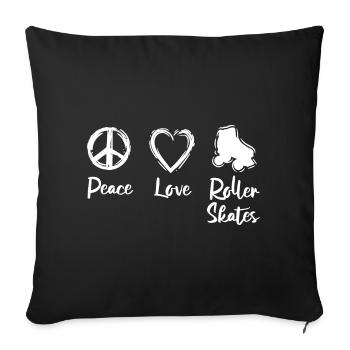 Peace Love Roller Skates - Sofa pillowcase 17,3'' x 17,3'' (45 x 45 cm) - black - Front