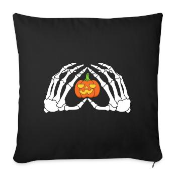 The hands of a skeleton with the pumpkin Halloween - Sofa pillowcase 17,3'' x 17,3'' (45 x 45 cm) - black - Front