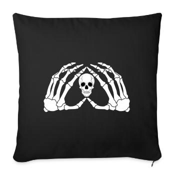 The hands of a skeleton with the skull - Sofa pillowcase 17,3'' x 17,3'' (45 x 45 cm) - black - Front