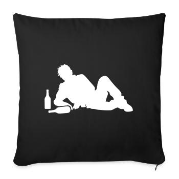 Ivre Ivre Homme Boozing - Housse de coussin décorative 45 x 45 cm - noir - Devant