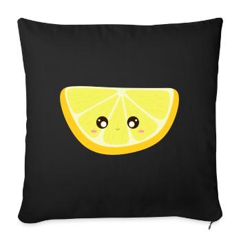 kawaii zitrone - Sofakissenbezug 45 x 45 cm - Schwarz - Vorne