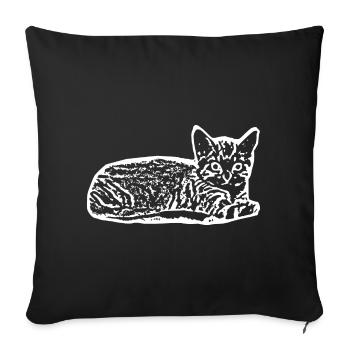 Chat White Silhouette Cadeau Cat Lover - Housse de coussin décorative 45 x 45 cm - noir - Devant