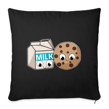 Biscuits et lait Kawaii Illustration Love Match - Housse de coussin décorative 45 x 45 cm - noir - Devant