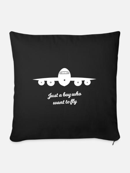 Pilot und Flieger - Sofakissenbezug 45 x 45 cm - Schwarz