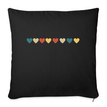 coeur rétro vintage - Housse de coussin décorative 45 x 45 cm - noir - Devant