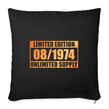 50. Geburtstag Limited Edition - ꝏ Supply 08/1974 - Sofakissenbezug 45 x 45 cm - Schwarz - Vorne