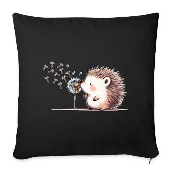 Igel mit Pusteblume - Sofakissenbezug 45 x 45 cm - Schwarz - Vorne