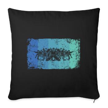 joueurs de hockey sur glace vintage hockey sur glace - Housse de coussin décorative 45 x 45 cm - noir - Devant