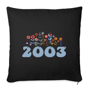 2003 Floral Pattern 2003 Floral Theme Flowers 2003 - Sofa pillowcase 17,3'' x 17,3'' (45 x 45 cm) - black - Front