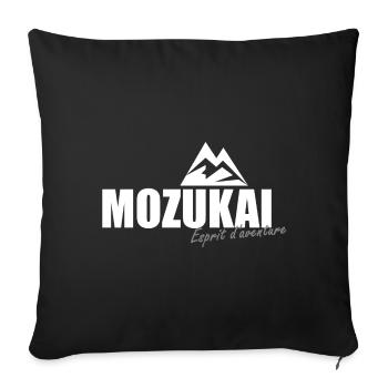 OFFICIAL MOZUKAI white logo - Sofa pillowcase 17,3'' x 17,3'' (45 x 45 cm) - black - Front