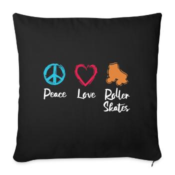 Peace Love Roller Skates - Sofa pillowcase 17,3'' x 17,3'' (45 x 45 cm) - black - Front