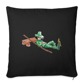 A nap for the green wanderer "GreenVagrant" - Sofa pillowcase 17,3'' x 17,3'' (45 x 45 cm) - black - Front