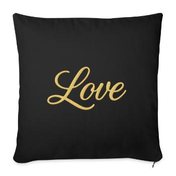 Gold Glitter Love Script Design - Sofa pillowcase 17,3'' x 17,3'' (45 x 45 cm) - black - Front