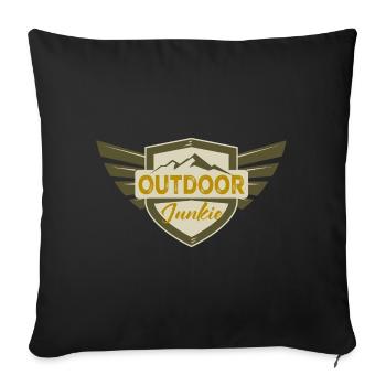 Graphiques d’aventure en plein air aventureux - Housse de coussin décorative 45 x 45 cm - noir - Devant