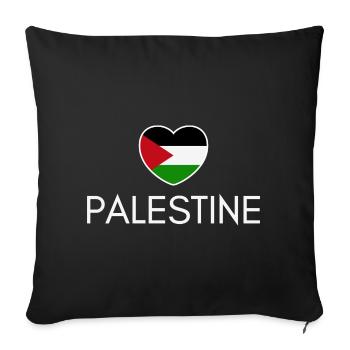 J’aime la Palestine, cœur la Palestine - Housse de coussin décorative 45 x 45 cm - noir - Devant