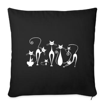 Playful Cats Silhouettes in Sketch Style - Sofa pillowcase 17,3'' x 17,3'' (45 x 45 cm) - black - Front