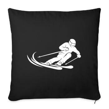 Minimalistische Skifahrer Silhouette Skisport Wint - Sofakissenbezug 45 x 45 cm - Schwarz - Vorne