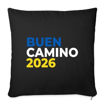 Buen Camino 2026 | Way of St. James, Pilgrims, Santiago - Sofa pillowcase 17,3'' x 17,3'' (45 x 45 cm) - black - Front