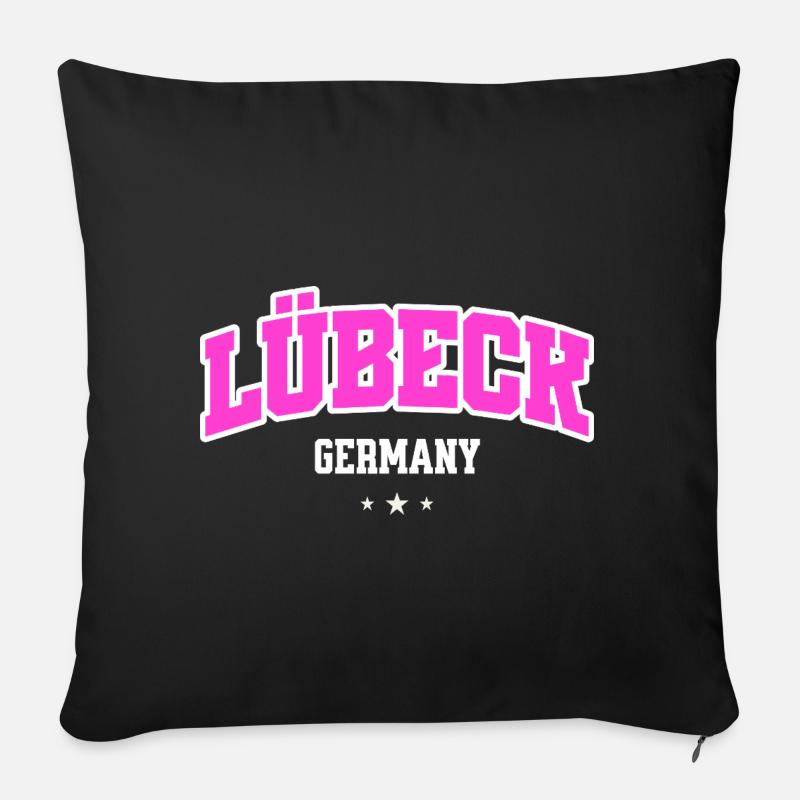 Lübeck Germany Stadt Statement Typo - Sofakissenbezug 45 x 45 cm - Schwarz