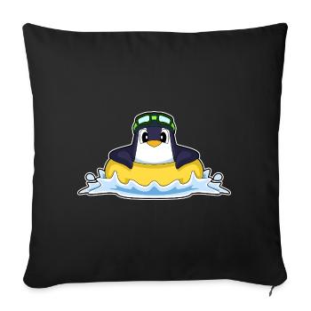 Pinguin Schwimmen Schwimmring Sommer - Sofakissenbezug 45 x 45 cm - Schwarz - Vorne