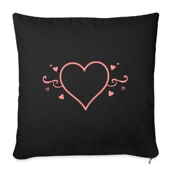 Saint-Valentin Cœur Rose, St.valentin - Housse de coussin décorative 45 x 45 cm - noir - Devant