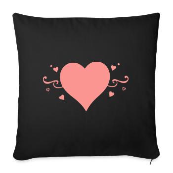 Valentines Pink Heart, Valentine's Day - Sofa pillowcase 17,3'' x 17,3'' (45 x 45 cm) - black - Front