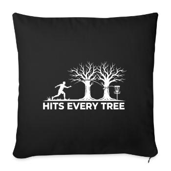 Hit Every Tree – Design drôle de disc golf - Housse de coussin décorative 45 x 45 cm - noir - Devant