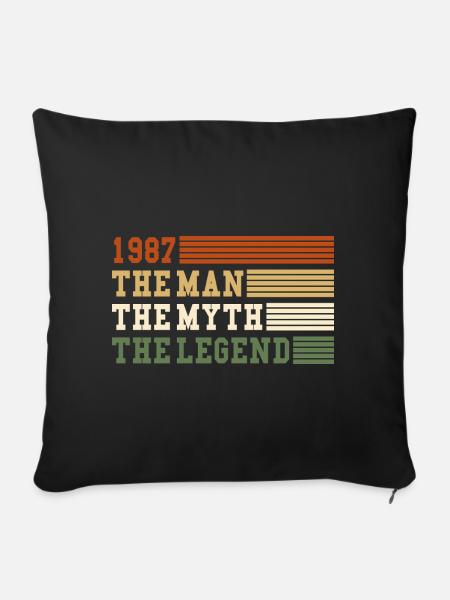 1987 De Man-mythe Legende 1987 | Vintage!! - Sierkussenhoes, 45 x 45 cm - zwart