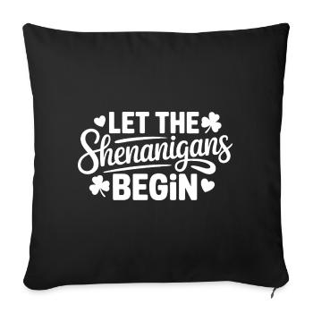 Spielereien beginnen: Verspieltes Phrase-Tee - Sofakissenbezug 45 x 45 cm - Schwarz - Vorne