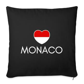 Heart with Monaco flag, I love Monaco - Sofa pillowcase 17,3'' x 17,3'' (45 x 45 cm) - black - Front