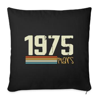 Vintage March 1975 - Sofa pillowcase 17,3'' x 17,3'' (45 x 45 cm) - black - Front