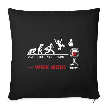 Vivement le week-end - humour vin - Housse de coussin décorative 45 x 45 cm - noir - Devant