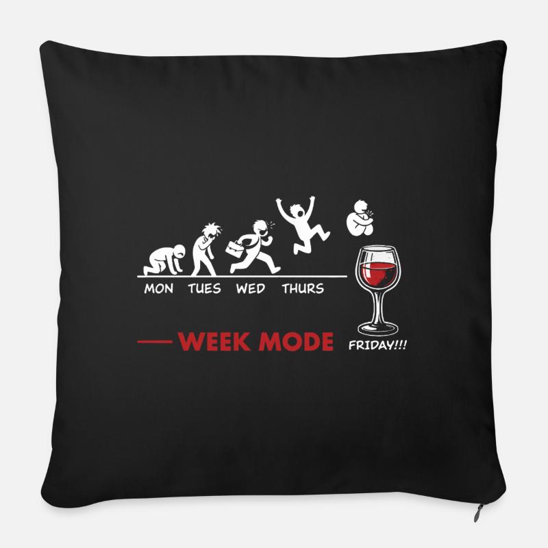 Vive le week-end - humour vin - Sofa pillowcase 17,3'' x 17,3'' (45 x 45 cm) - black