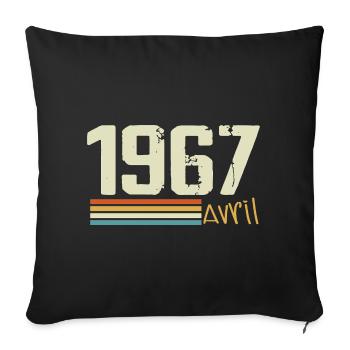 Né en avril 1967 - Housse de coussin décorative 45 x 45 cm - noir - Devant