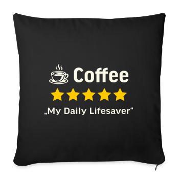 Café 5 étoiles – Mon sauveur quotidien - Housse de coussin décorative 45 x 45 cm - noir - Devant