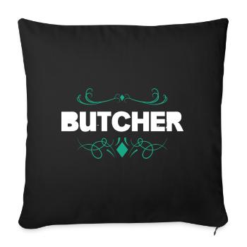 Police vintage à flair boucher - Housse de coussin décorative 45 x 45 cm - noir - Devant