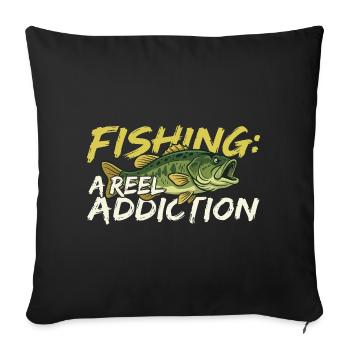 Fishing is a real addiction - Sofa pillowcase 17,3'' x 17,3'' (45 x 45 cm) - black - Front