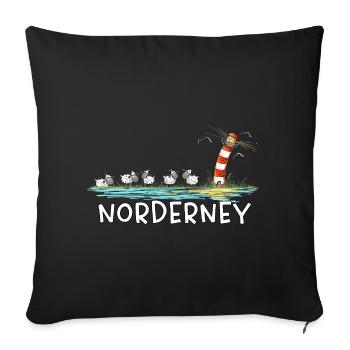 Norderney I Schafe Leuchtturm Nordsee Insel - Sofakissenbezug 45 x 45 cm - Schwarz - Vorne