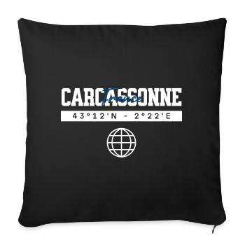 Carca ssone Frankreich Koordinaten Globus - Sofakissenbezug 45 x 45 cm - Schwarz - Vorne
