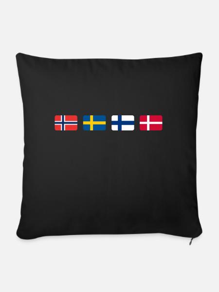 SCANDINAVIAN FLAGS - Sofakissenbezug 45 x 45 cm - Schwarz