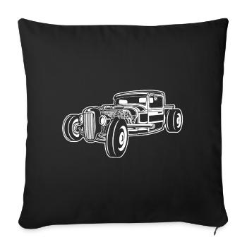 Hot Rod / Roue Rod 06_wei ß - Housse de coussin décorative 45 x 45 cm - noir - Devant