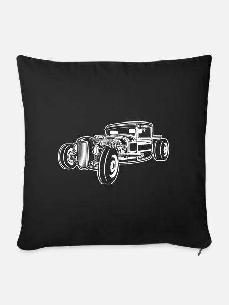 Hot Rod / Rad Rod 06_weiß - Sofakissenbezug 45 x 45 cm - Schwarz