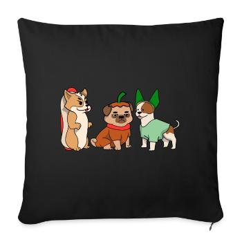 T-shirt de chien de carlin de chat de carlin de Halloween T-shirt - Housse de coussin décorative 45 x 45 cm - noir - Devant