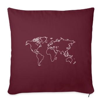 Carte du monde voyage cadeau idée blanc - Housse de coussin décorative 45 x 45 cm - bordeaux - Devant